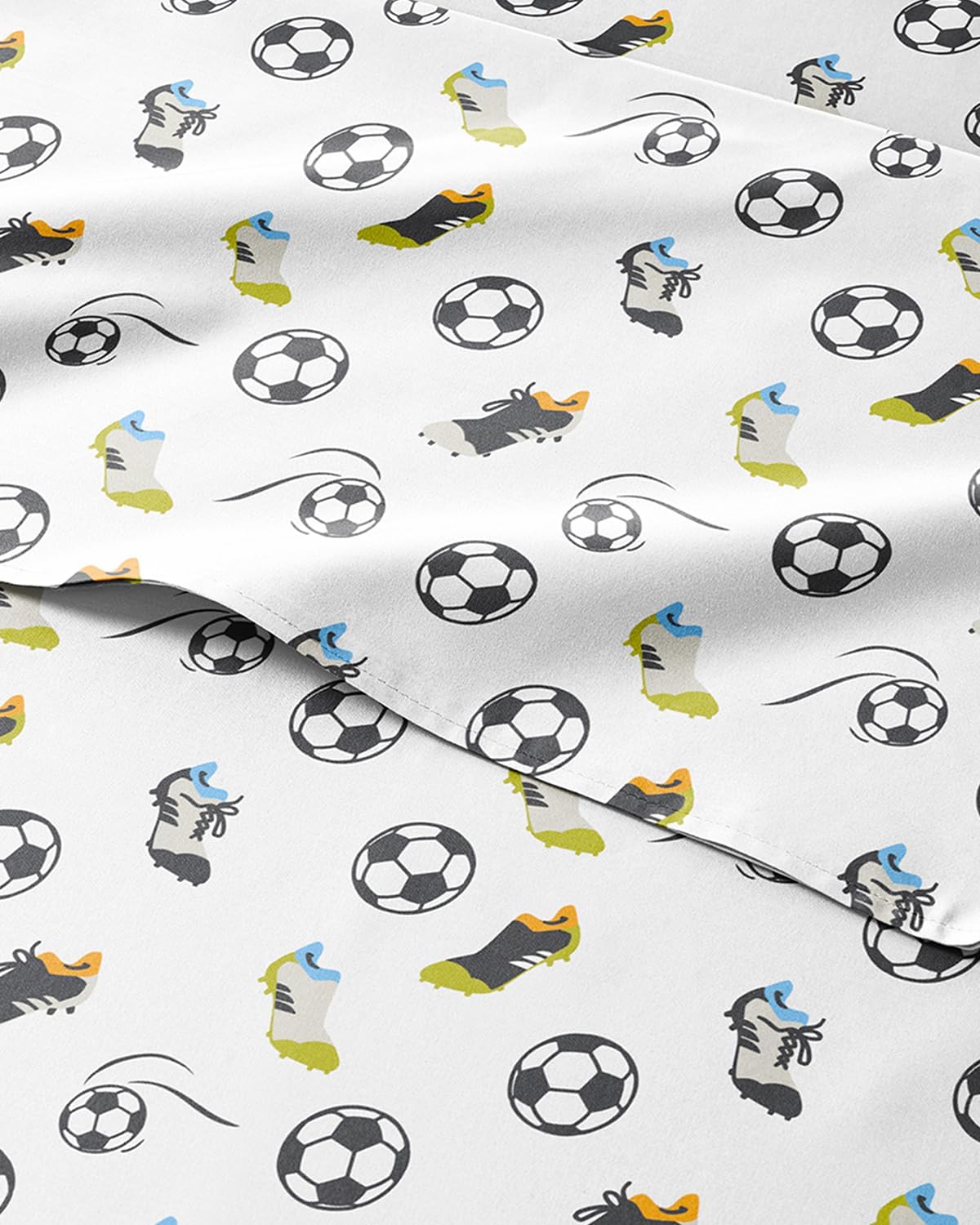 Kids Full Size Soccer Bed Sheets - 4 Piece Soccer Sheet Set - Sport Theme bedding - Ultra-Soft, Cute & Cozy - Comfy, Breathable & Machine Washable - Football Bed Set for Boys, Girls, Teens & Toddlers