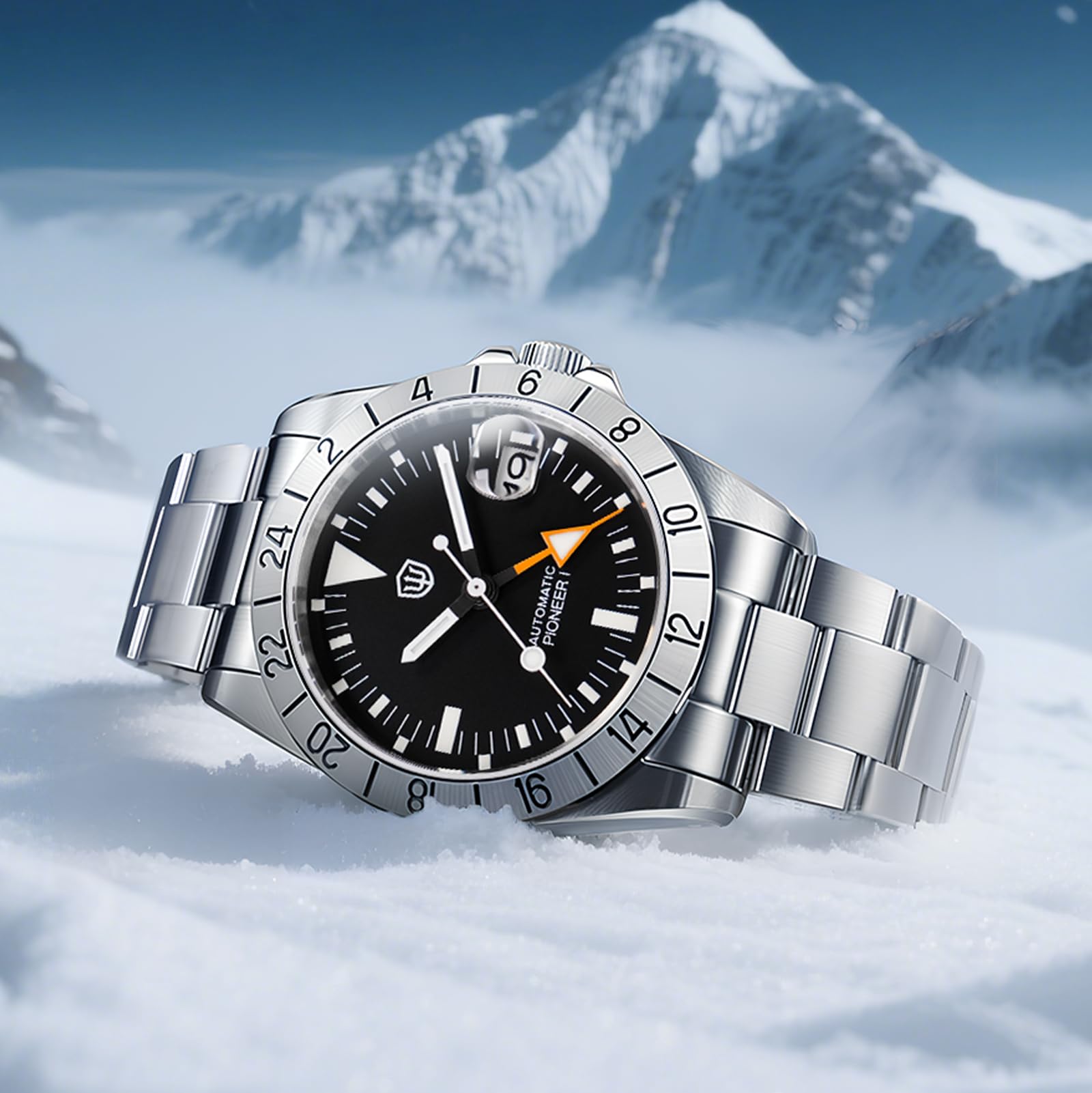 watchdives GMT - WD16570 V2 - Montre de plongée automatique à double fuseau horaire NH34 - 37 mm - Cristal saphir