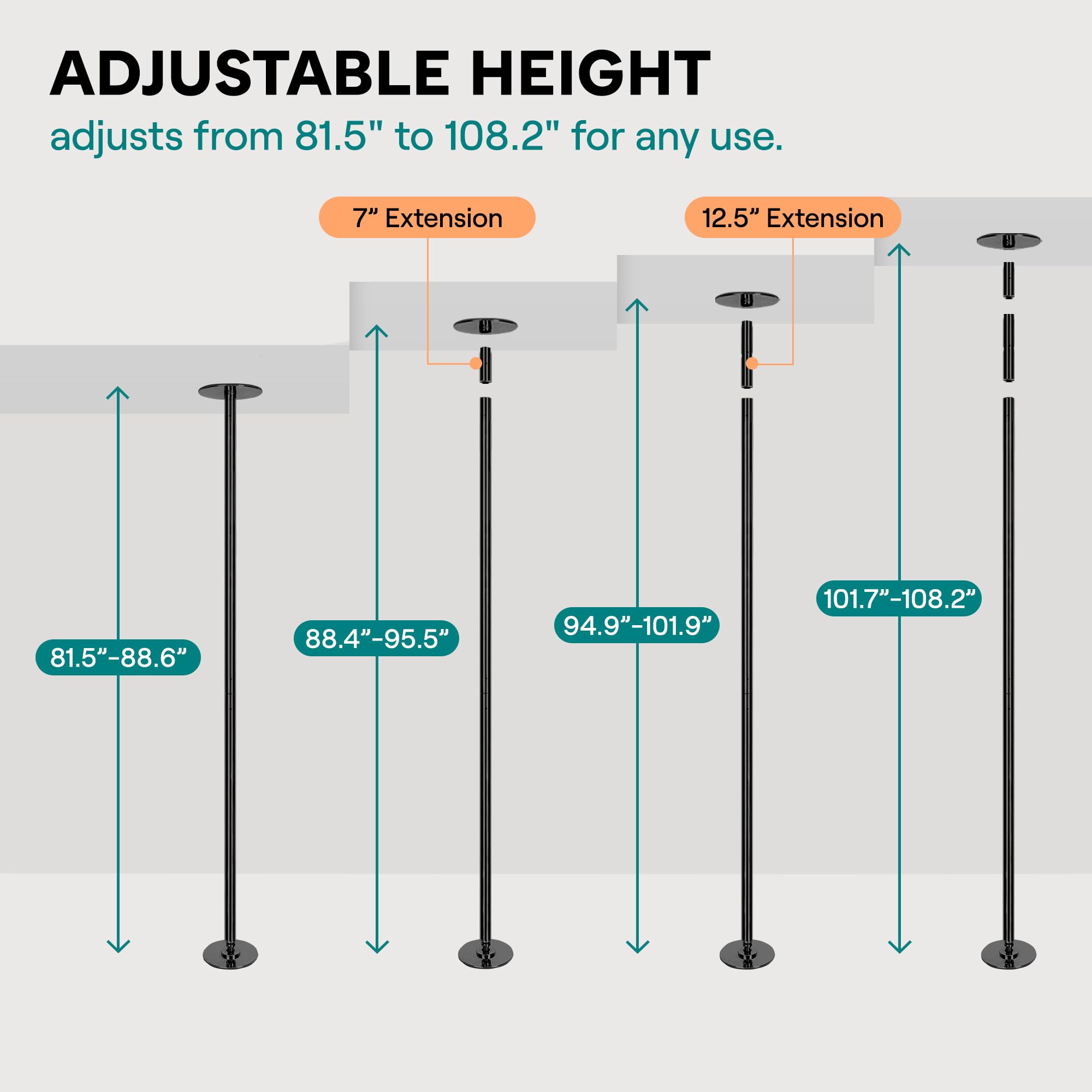 SereneLife Professional Spinning Dance Pole, 45mm Portable Exercise Pole for Fitness – Durable Steel Build, Anti-Rust Finish, Suitable for Home, Club, Gym, Party, Pub