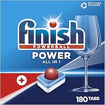 Finish Power All in 1 Dishwasher Tablets, Phosphate-Free, Dishwasher Tablets with Powerful Powerball Against the Most Stubborn Grease Stains, Gigapack with 180 Finish Tabs