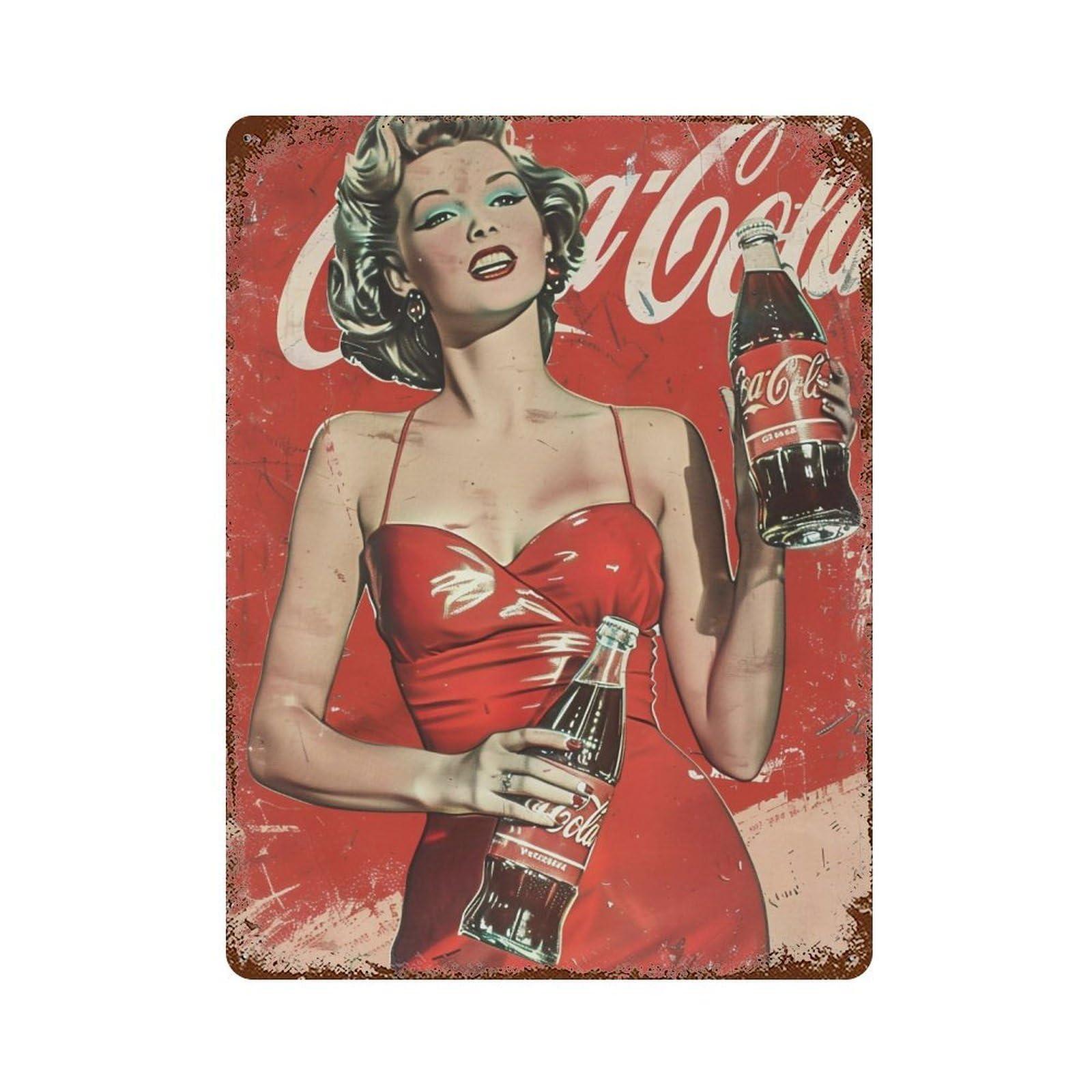 FHUYEURHRY Coca Cola Pin Up Girl 02 Wall Decor Retro Iron Vintage Art Metal Tin Sign Poster Modern Home Cofffee Club Art Bar Shop Decorations Style-41 40x30cm