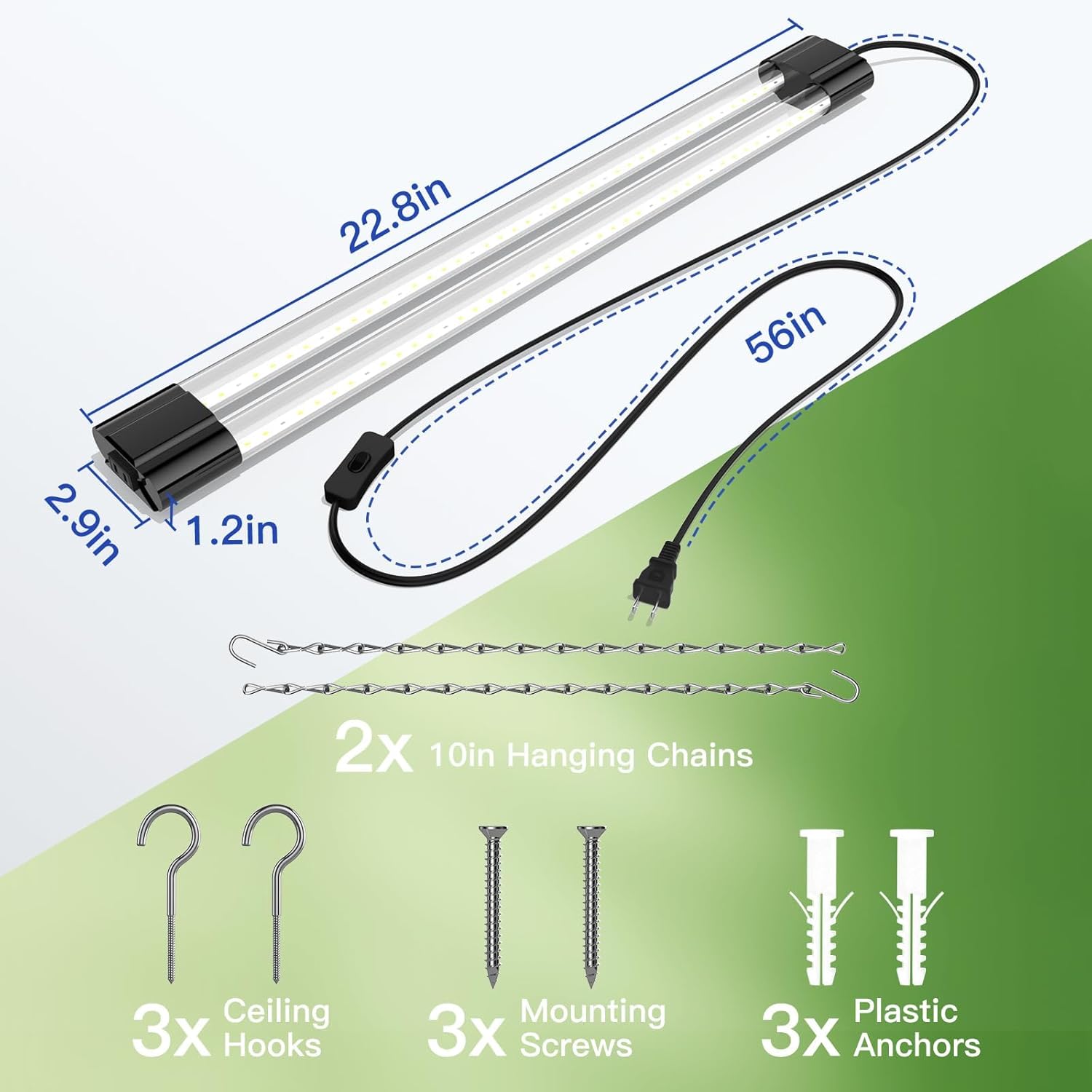 BBOUNDER 4 Pack 2ft LED Grow Light with Mechanical Outlet Timer, 80W (4x20W, 440W Equivalent), Sunlike Full Spectrum Linkable Plant Lighting Fixture for Hydroponic Indoor Plant - Image 7
