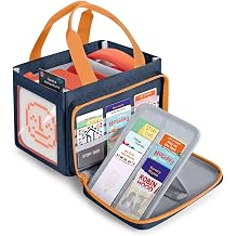 GRAOSO Carrying Case Compatible with Yoto Player 3rd Gen. Bluetooth Audio Speaker, Card Holder up to 17 Cards, Travel Handle Bag with Clear Side Design for Viewing Player Display, Blue, Case Only