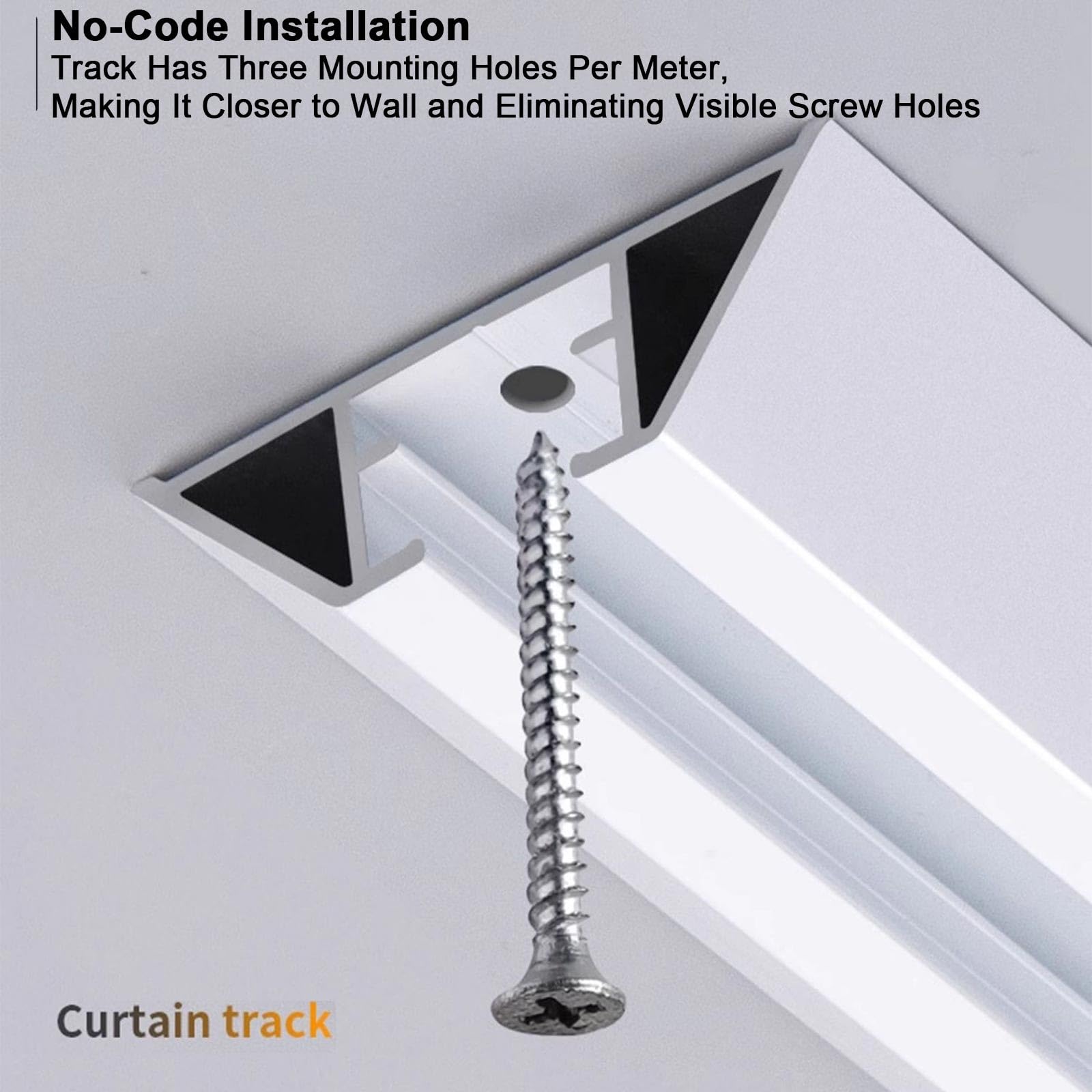 Rail de Rideau, Montage Plafond, Rail Rideaux avec Rouleaux Silencieux, Tringle à Rideaux pour Salon Douche(Black,180cm/5.9ft(2 * 90cm))