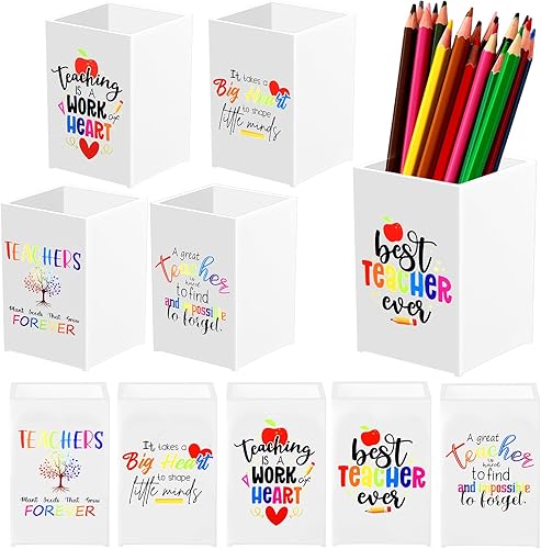 Paquete de 10 unidades de regalos de agradecimiento para profesores, soportes acrílicos para lápices, organizador de escritorio, recipientes para la