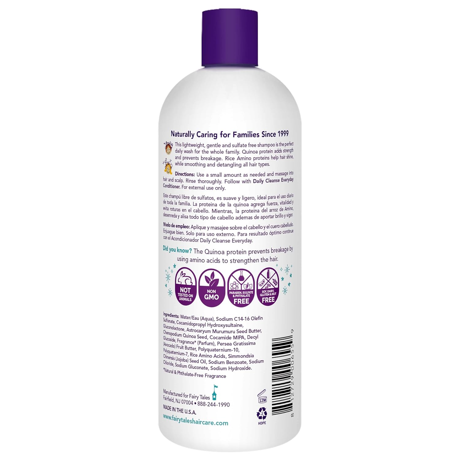 Fairy Tales Daily Cleanse Everyday Kids Shampoo - Gentle Natural Defining Shampoo, Tangle Free, Moisturizing and Hydrating Formula, Clean and Natural Ingredients -Paraben Free - 32 oz.