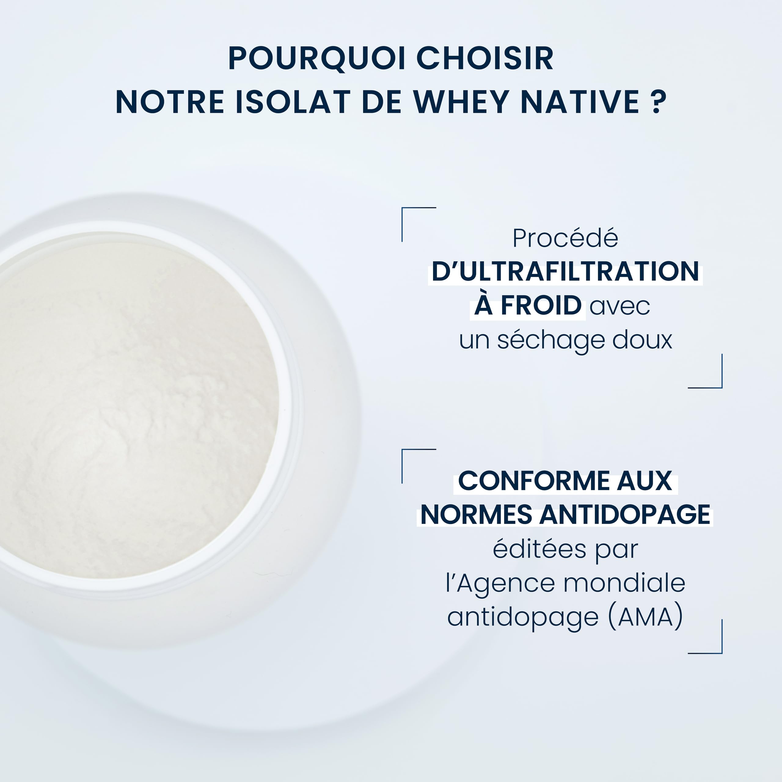 Whey Native Isolate en Poudre 1 kg - Prise de Masse, Sèche, Musculation - Riche en BCAA, Issue de Lait de Vache Frais - Whey Pure 95% en Protéines - Origine européenne, Dynveo