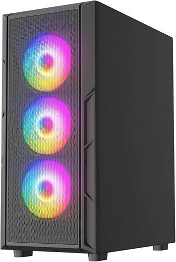 ASC Gaming PC Dual Bundle: AMD Ryzen 5 5500, 16GB RAM, 1TB SSD NVME, GT730 4GB Graphics, Windows 11, 2x22 Monitor, Black RGB 6 Fan Mesh Gaming Case