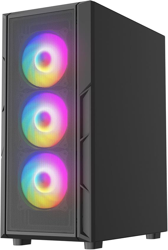 ASC Gaming PC Dual Bundle: AMD Ryzen 5 5500, 16GB RAM, 1TB SSD NVME, GT730 4GB Graphics, Windows 11, 2x22 Monitor, Black RGB 6 Fan Mesh Gaming Case