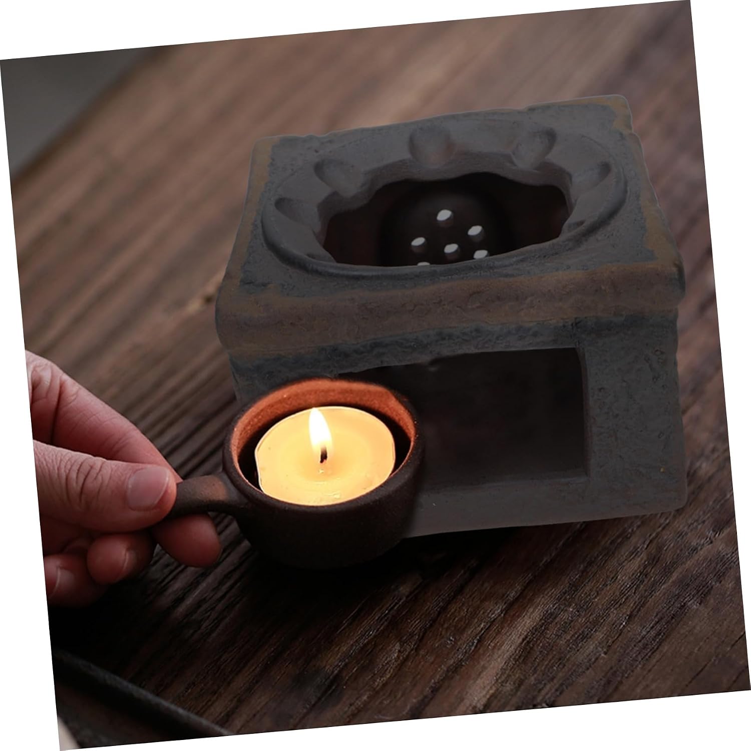 Cabilock Ceramic Tea Warmer Base for Loose Leaf Teapots Retro Design Tea Accessory for Home Office and Heat-Resistant