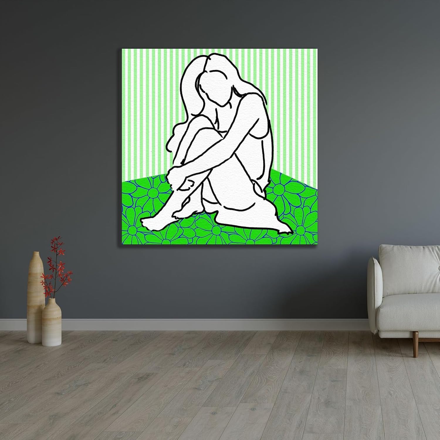 ArtDirect Sitting Figurative II Custom Framed Art Print Giclee Print or Canvas Options with Various Sizes and Customization by Morre, Regina