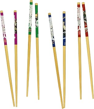 Attack on Titan Chopsticks 4-Pair Mikasa, Eren, Levi, Armin Character Designs 9.5" Reusable Utensil Set