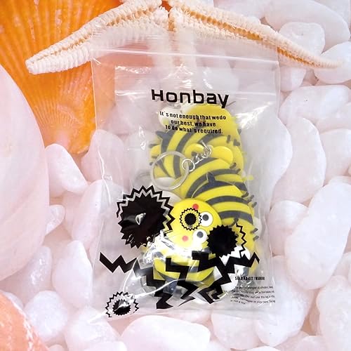 Miniatura 5 de Honbay 12 llaveros de PVC lindos de abeja de abejorro para fiestas de cumpleaños, baby shower y carnaval escolar