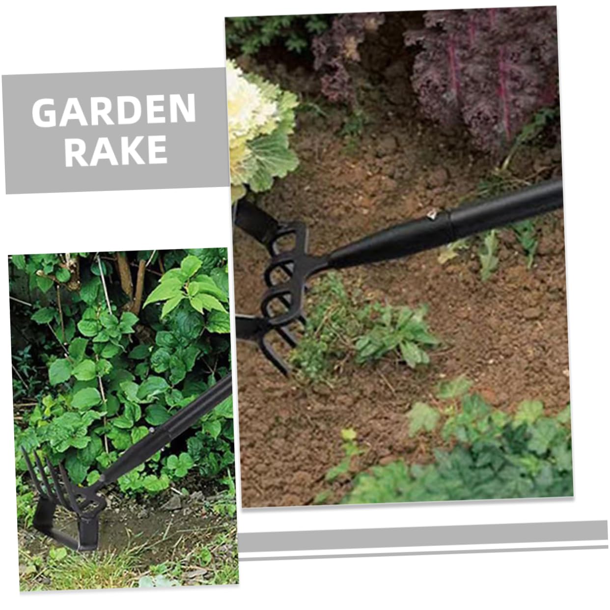Houe à Étrier de Désherbage en Acier Inoxydable Noir | Outil de Jardinage pour Creuser, Râteau de Jardinage Compact, Usage Jardinage Desherbage