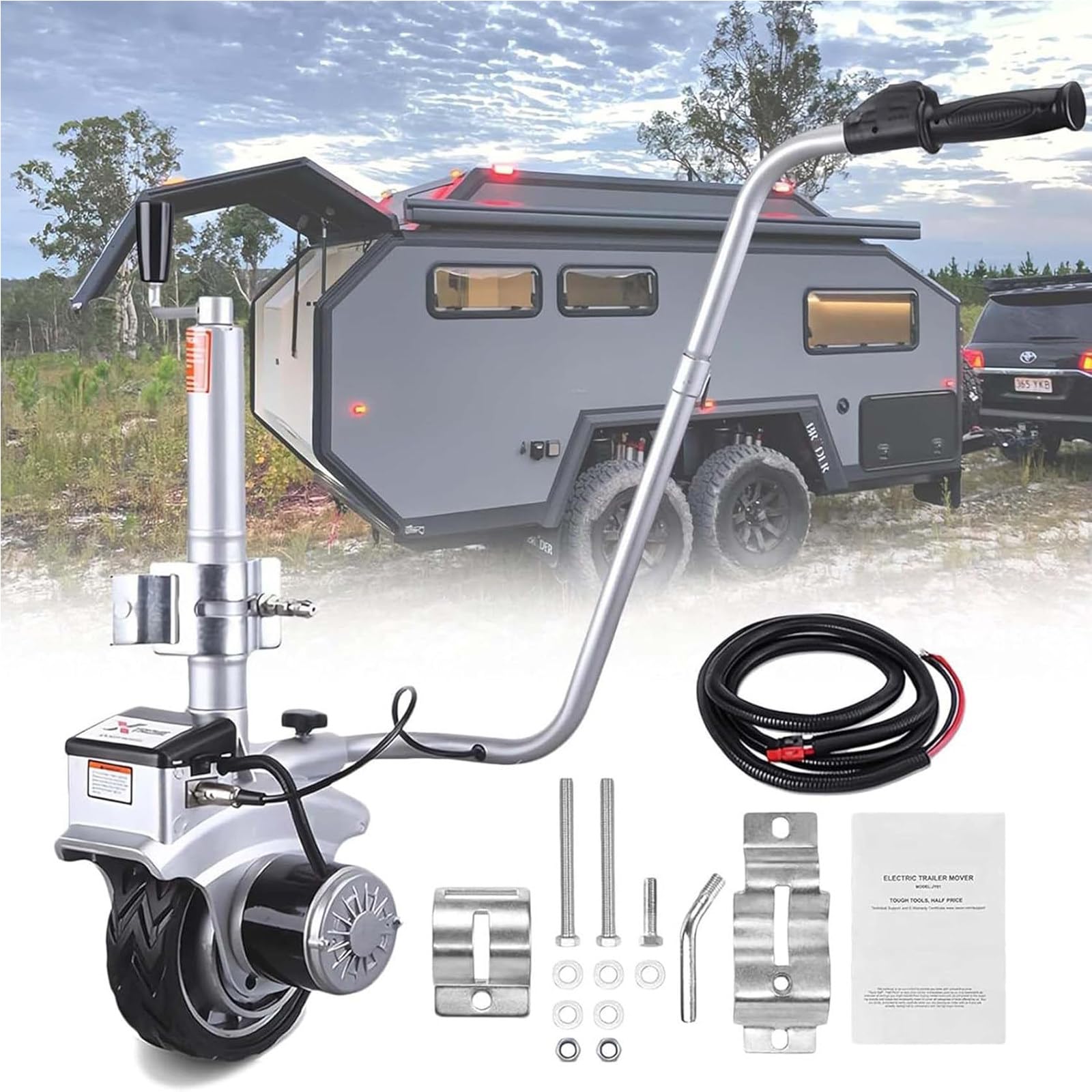 Elektrischer Anhänger-Mover, 12 V, 350 W/550 W, motorisiertes Rad mit 2722 kg maximaler Belastung und 5–7 m/min Geschwindigkeit, für Wohnwagen, Wohnmobil, Camper