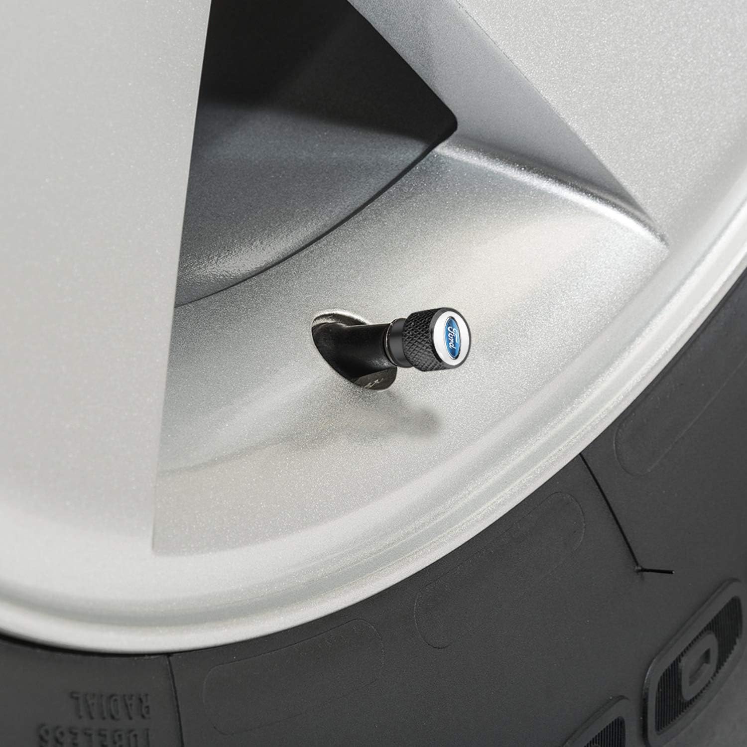iPick Image for Lincoln Logo in White on Black Easy-Grip Aluminum Tire Valve Stem Caps