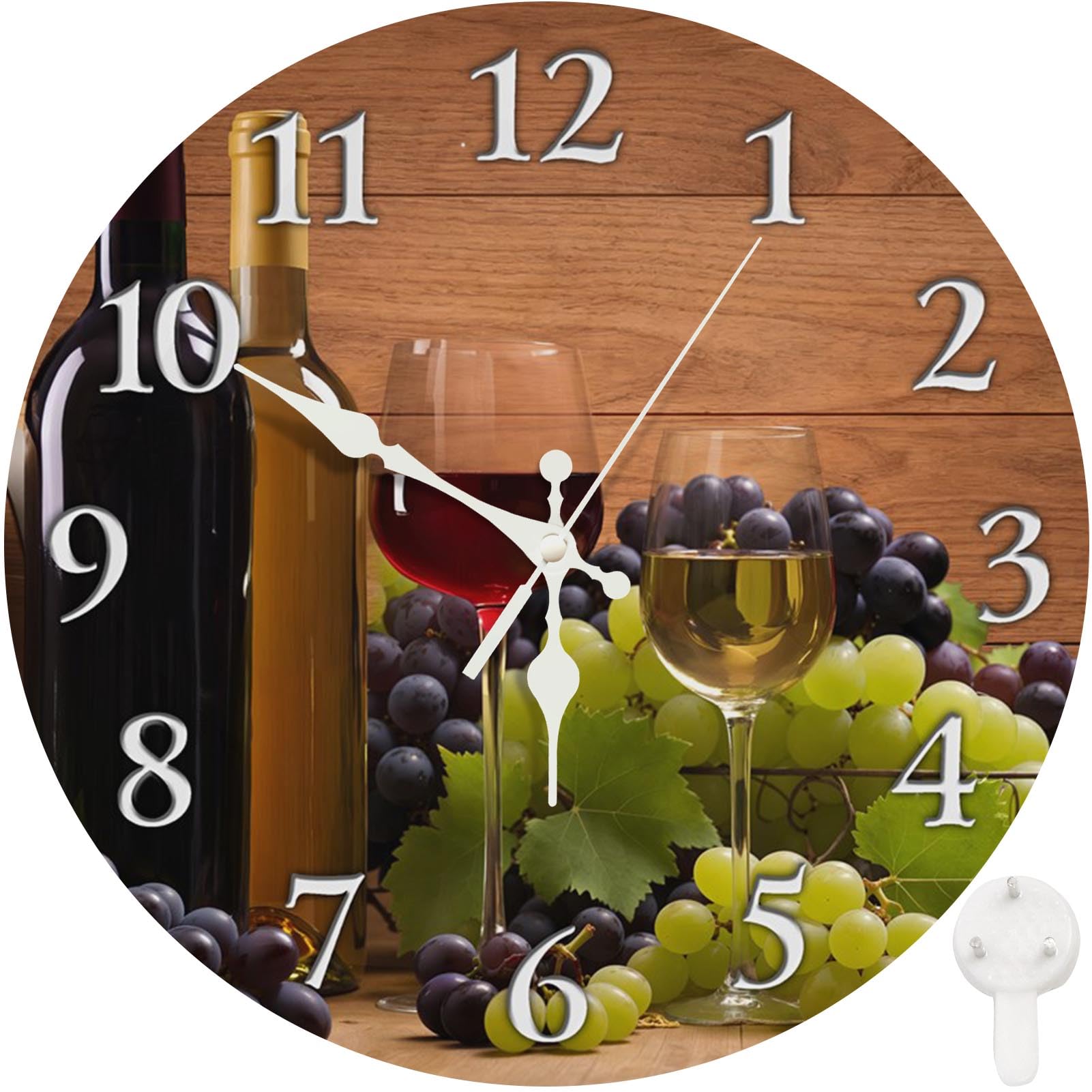 Horloge murale déco verres de vin rouge pour salon moderne et chambre à coucher