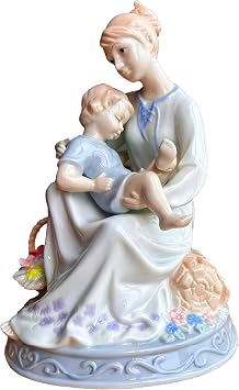 MTME Porcelain Figurines, New Mother and Sleeping Baby, Wedding Gift, Memorabilia, Sculpture Home Decor Sleeping