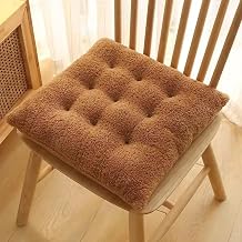 Luxury Sherpa Fleece Chair Cushions with Ties Cushion Pillow 15x15x3 Inch Thick Padding & Tufted Design Plush Tufted Chair Pads for Indoor Dining Room and Kitchen Chairs Brown,15"x15"