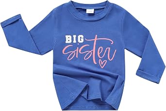 TITKKOP Big Sister Shirt for Toddler Girls Long Sleeve Tops Promoted to Big Sister Clothes Little Baby Announcement Outfits