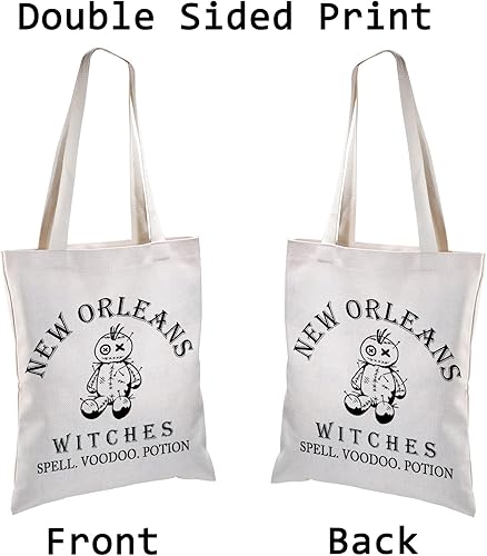 Miniatura 6 de BLUPARK Divertida bolsa de mano de bruja espeluznante regalo de viaje de brujas de Nueva Orleans Bolsa de compras de hechizos