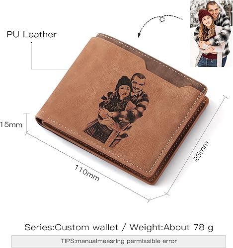 Miniatura 2 de JulStar Billetera personalizada con nombre y foto grabada, regalo personalizado para hombres, Estilo 1, Personalizado