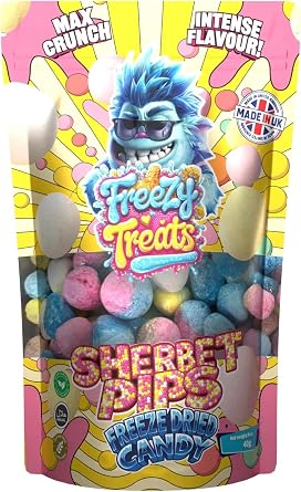 Freezy Treats Crunchy Dried Candy, Intense Flavour Frozen Sweets Viral Tiktok Candy Fragile Pack of 3, Sherbet Pips - 40g