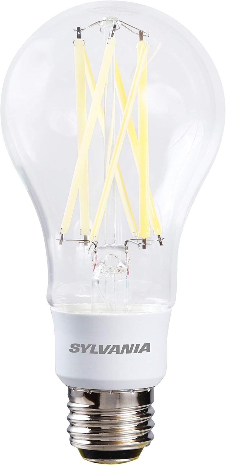 Sylvania LED TruWave Natural Series 3-Way A21 Light Bulb, 40/60/100W Equivalent Efficient 6.5/9/13.5W, Medium Base, Clear, 2700K, Soft White - 1 Pack (40769)