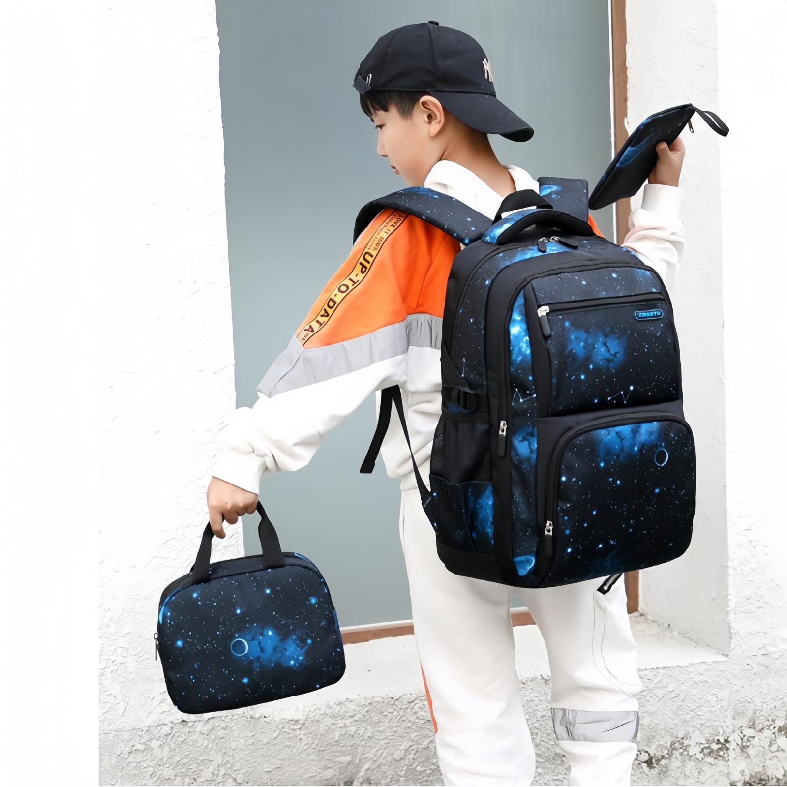 Mochila con Ruedas para Niños, Juego de 3 Mochilas Escolares Trolley con Bolsa de Almuerzo Estuche para Niño Primaria