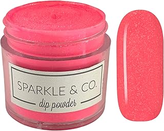 Sparkle & Co. Dip Powders – dp.207 Island Girl (Sparkly Bright Pink) 1 Ounce Dipping Powder Jar For Manicure DIY Summer Shade, No Lamp Needed