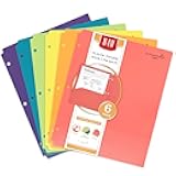 H4D Plastic Folders with 2 Pockets, Fit for 3 Ring Binder, Letter Size, Primary Colors, 6 Pack