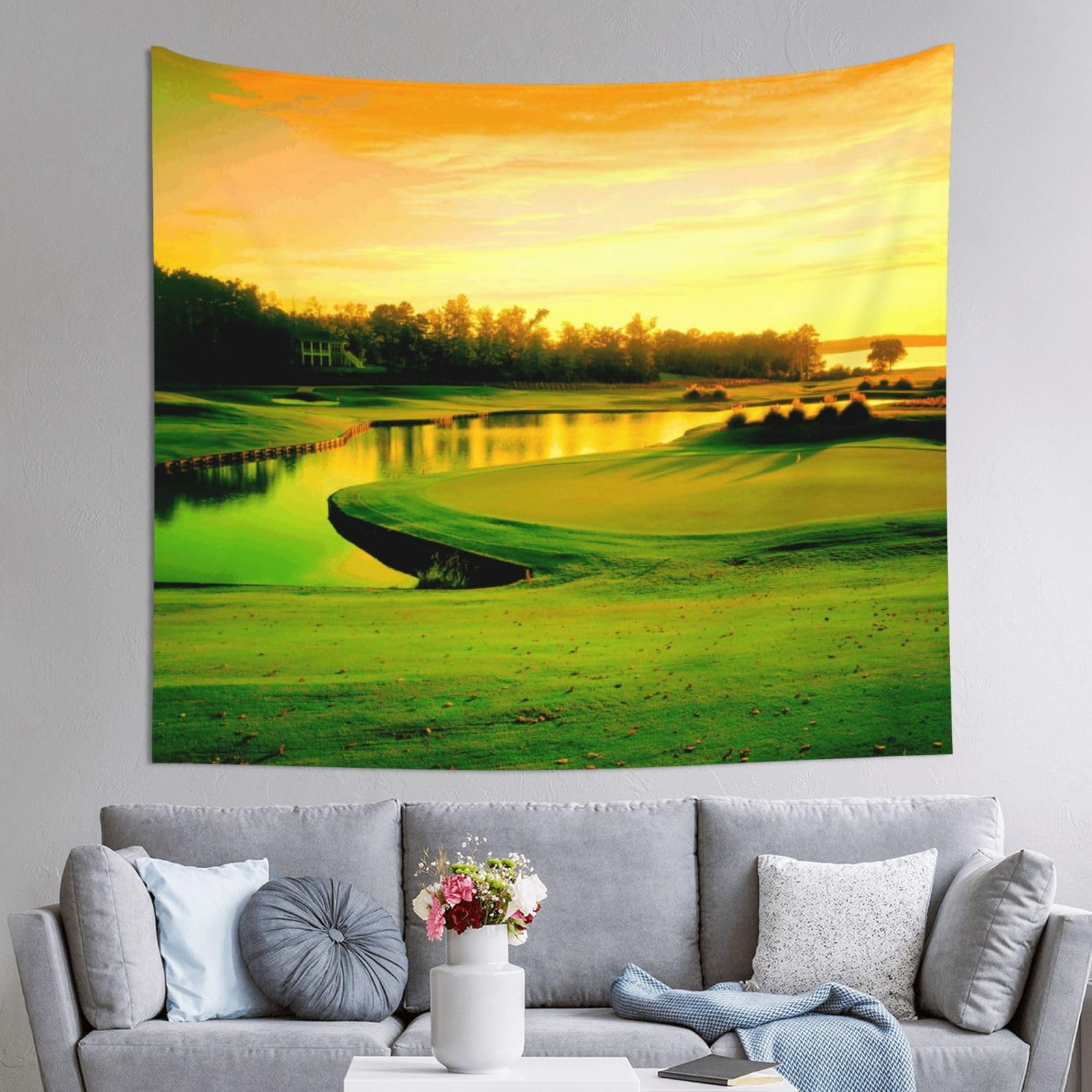 WKSGDSG Decoration Tapestry Wall Hanging For Bedroom, Golf Course, 152x130cm Dorm Decor, Lightweight Easy Hang Wall Art For Living Room, Aesthetic Tapestries For Outdoor, Ceiling, Doorway, Camping