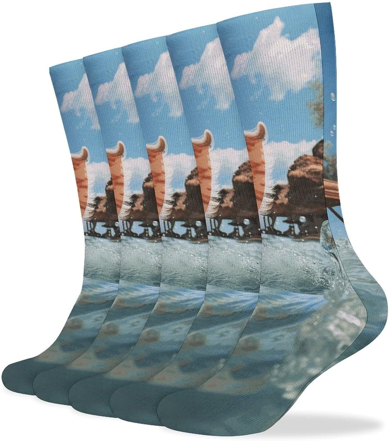 Pig Swim Bathe Knee High Socks Cozy Knee High Socks Soft Mid-Length Sock for All Seasons Daily Wear Adult