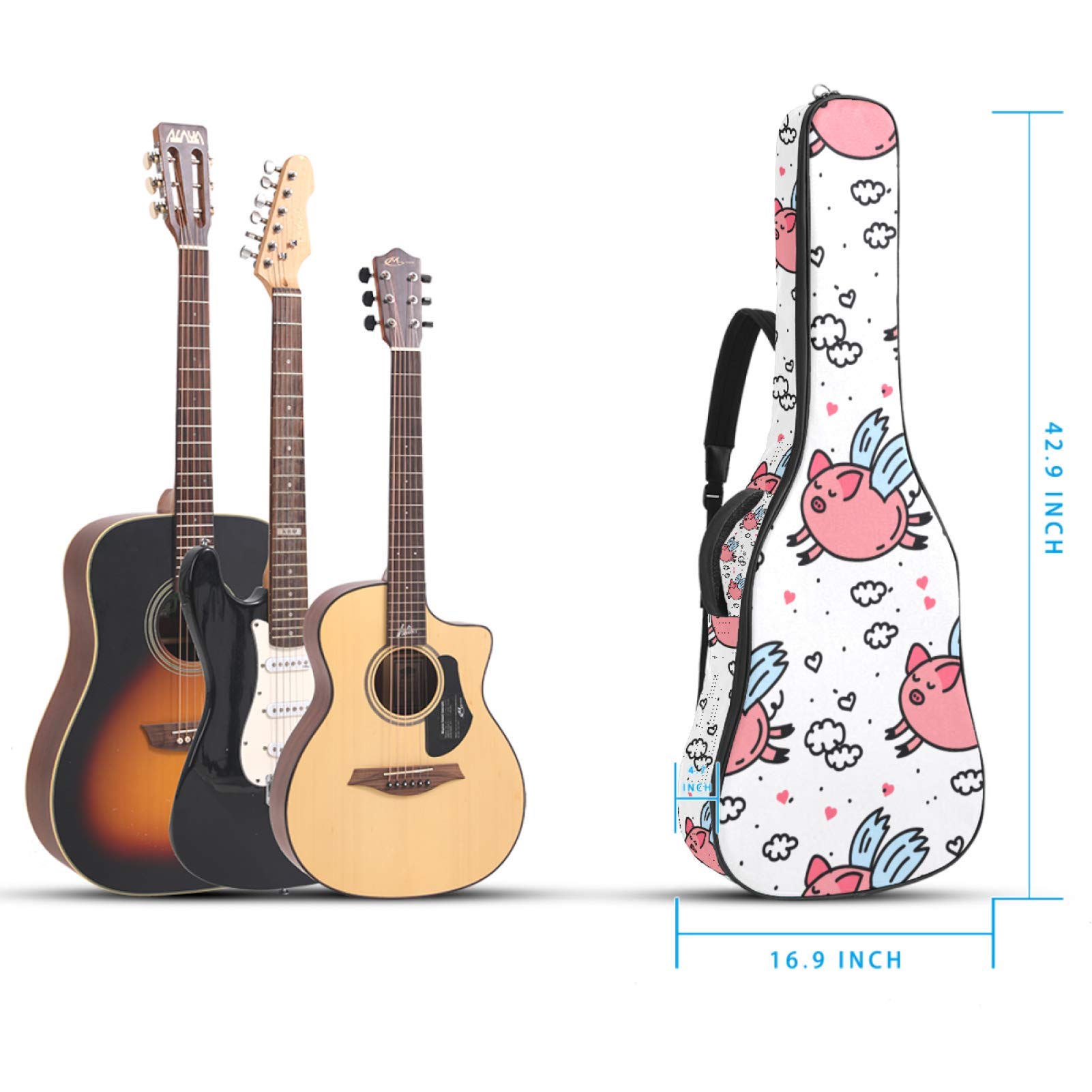 Housse de transport imperméable avec fermeture éclair pour guitare basse, acoustique, classique, folk, électrique, tournesols Housse de transport imperméable avec fermeture éclair pour guitare basse, acoustique, classique, folk, électrique, tournesols