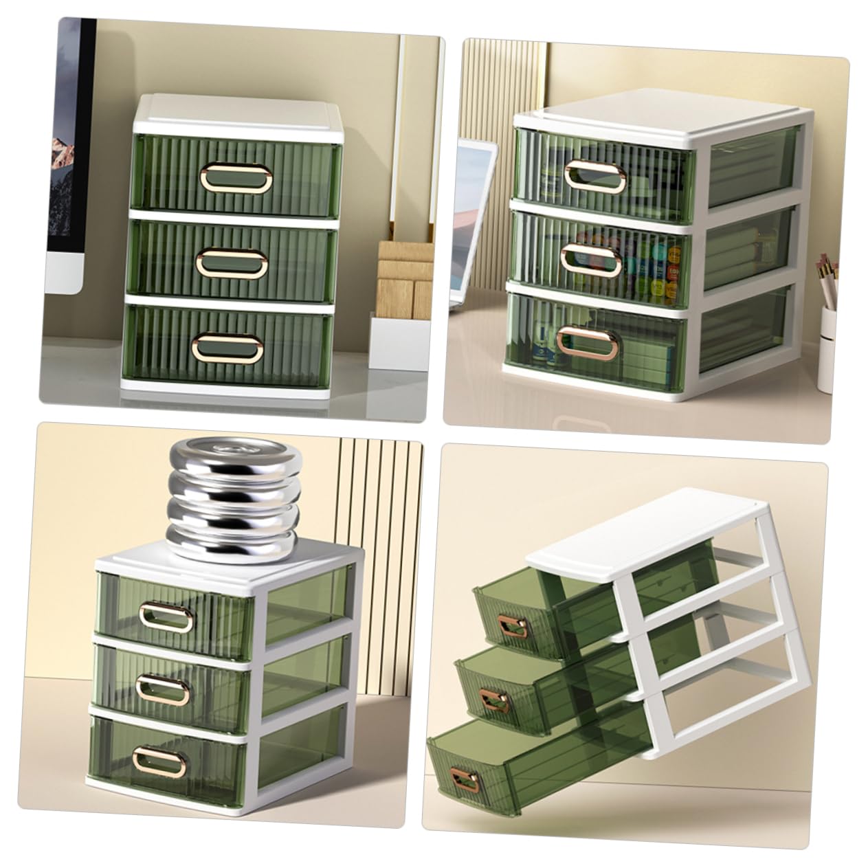 Healeved Office Desk Organizer Storage Box 4 Drawers Makeup Organizer Drawer Type