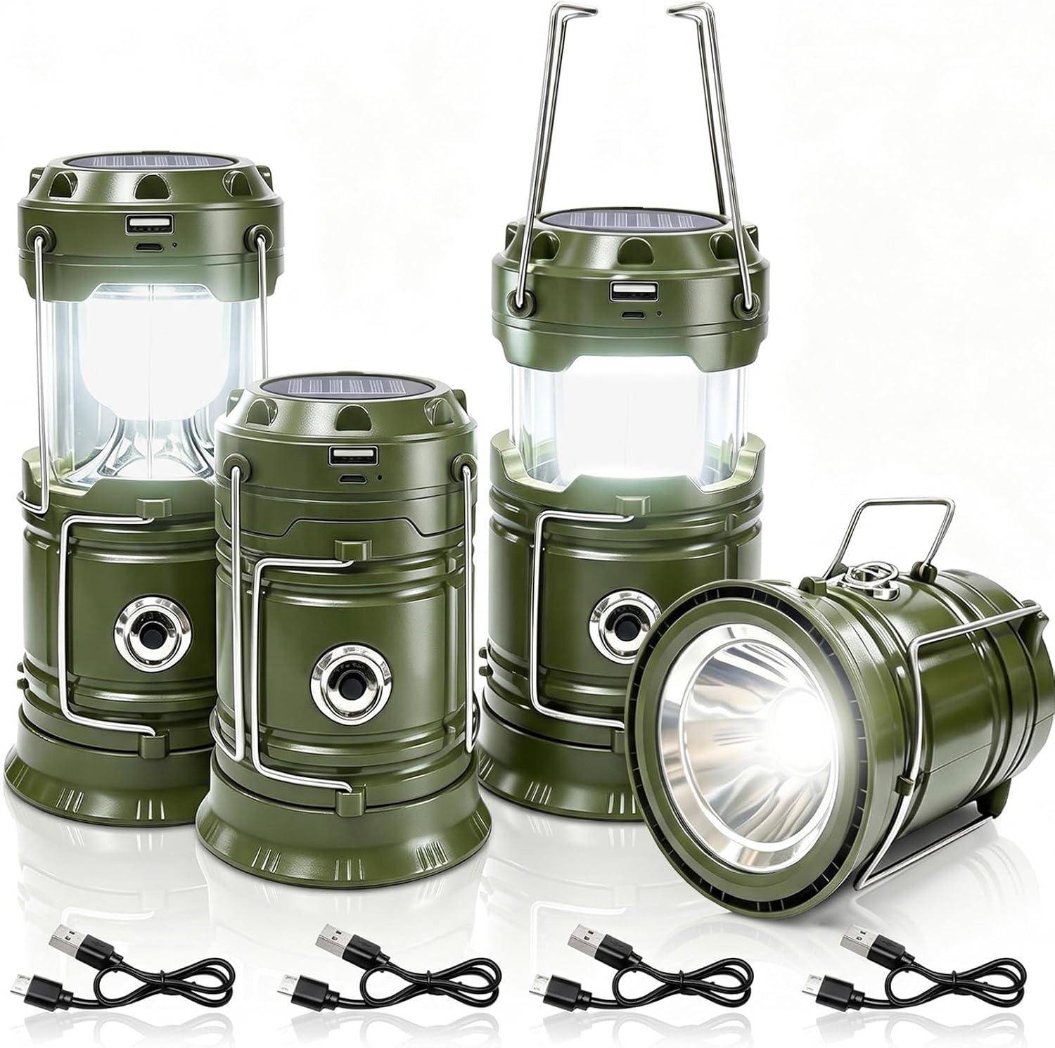 DIBMS 4-Pack Solar Camping Lantern, Collapsible Flashlight Emergency Lights