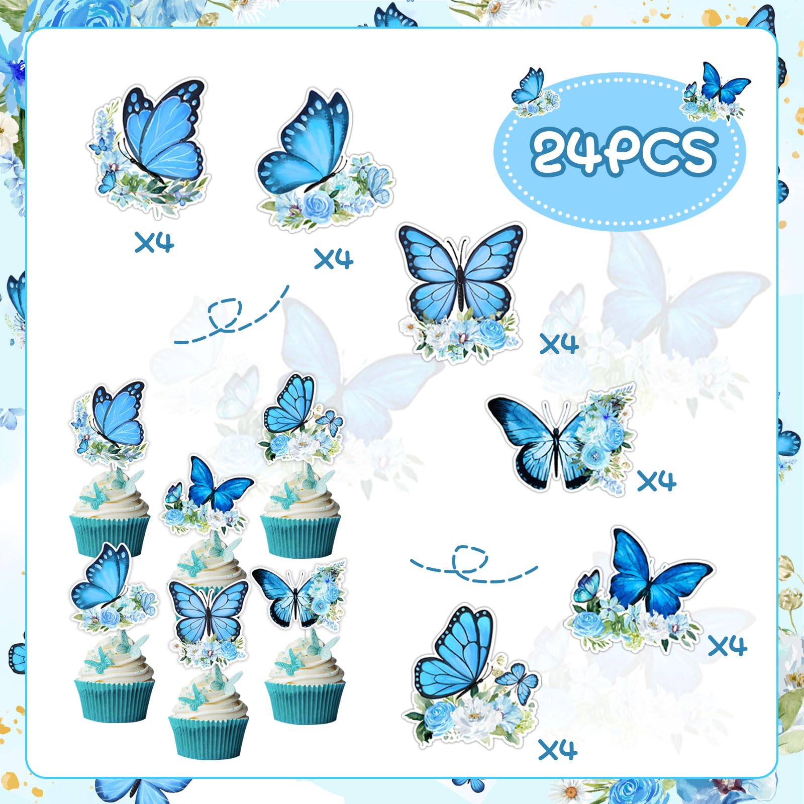 Cupcake-Topper Mit Schmetterlingen – 24 Stück, Doppellagig, Für Geburtstag & Party-Deko