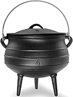 Vista 7 de Cuisiland Olla de caldero Potjie de hierro fundido de 8.5 cuartos con tapa y 3 patas, olla pre-sazonada estilo sudafricano para cocinar al aire