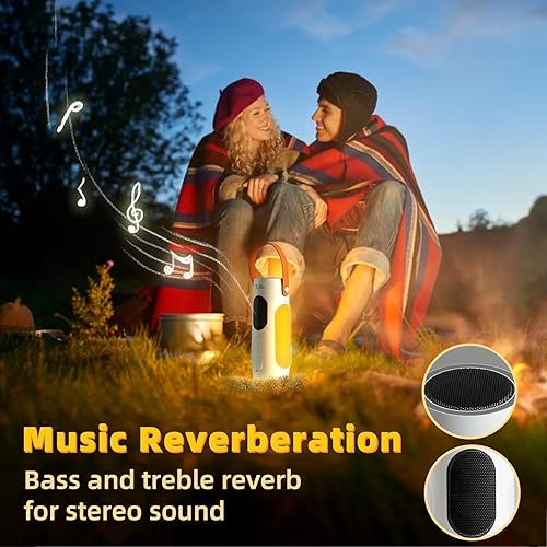 Miniatura 6 de Linterna plegable recargable con 2 altavoces Bluetooth, banco de energía de 10000 mAh, linterna portátil con gancho extraíble, IP54 impermeable,