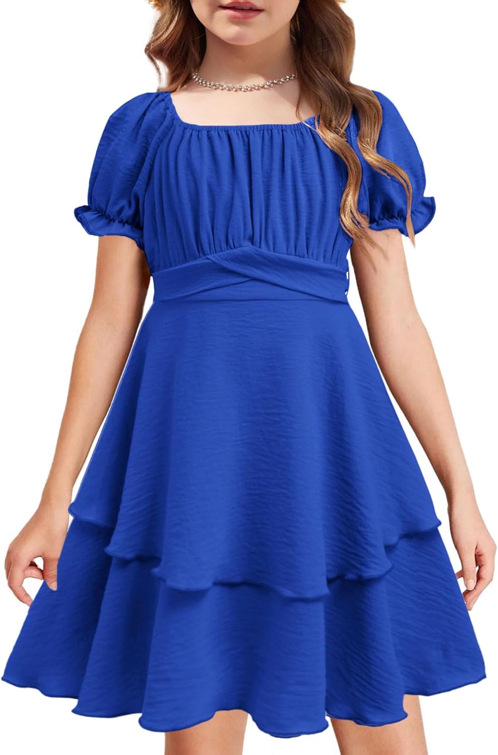 Arshiner Girls Dresses Summer Short Sleeve Off Shoulder Ruffle Tiered Layer Party Dress