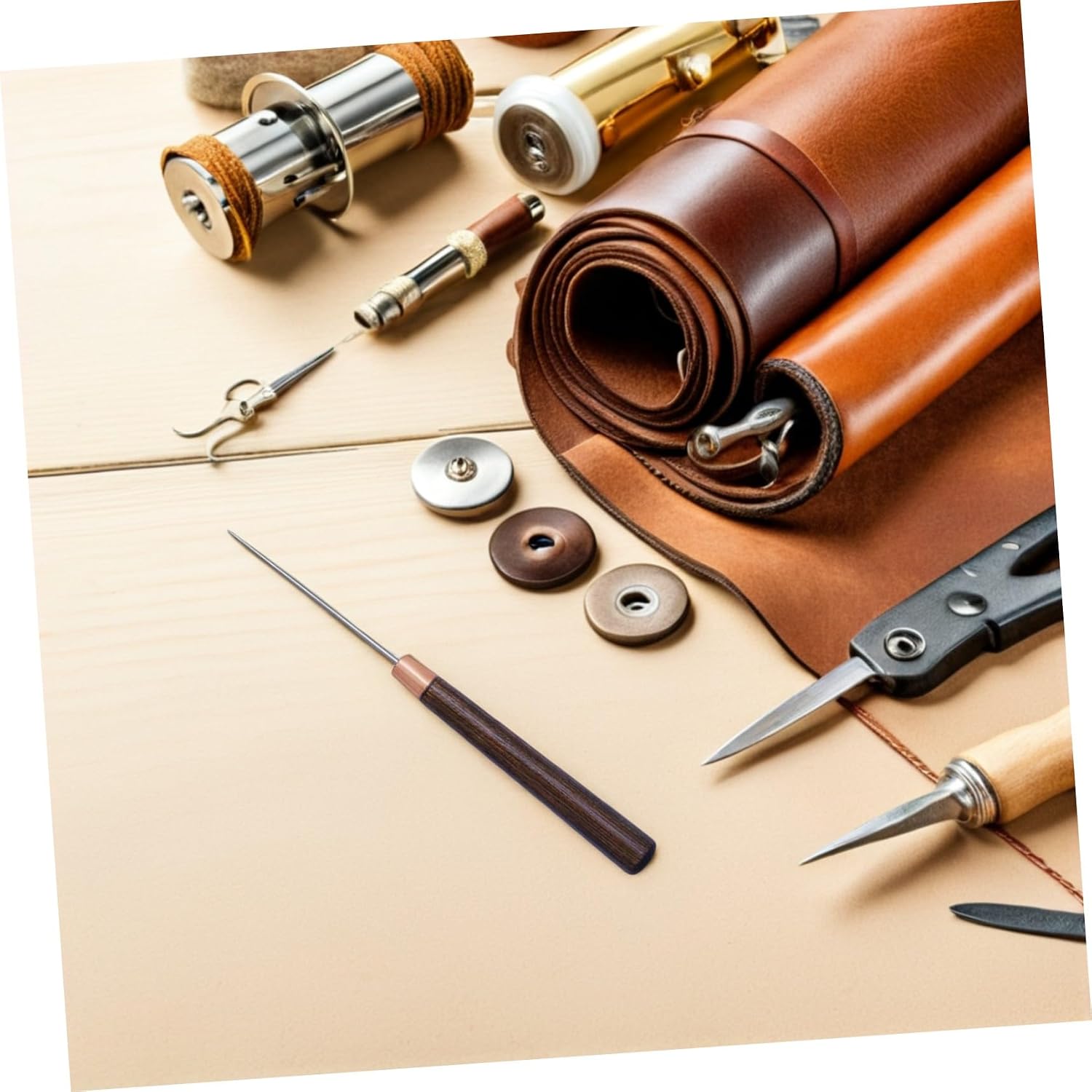 TEHAUX 10pcs Wooden Handle Awls for Crafting Positioning Sewing Easy to Use Prickers for Shoe Repair and Projects