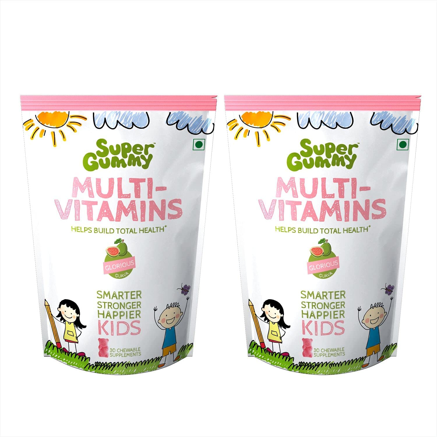 Super Gummy Kids Multivitamin Vegetarian Gummies, 16 Essential Nutrients for Childrens Overall Growth (30 Chewable Gummy Bears) - Pack of 2 (B092W82XBW) Amazon Price History, Amazon Price Tracker