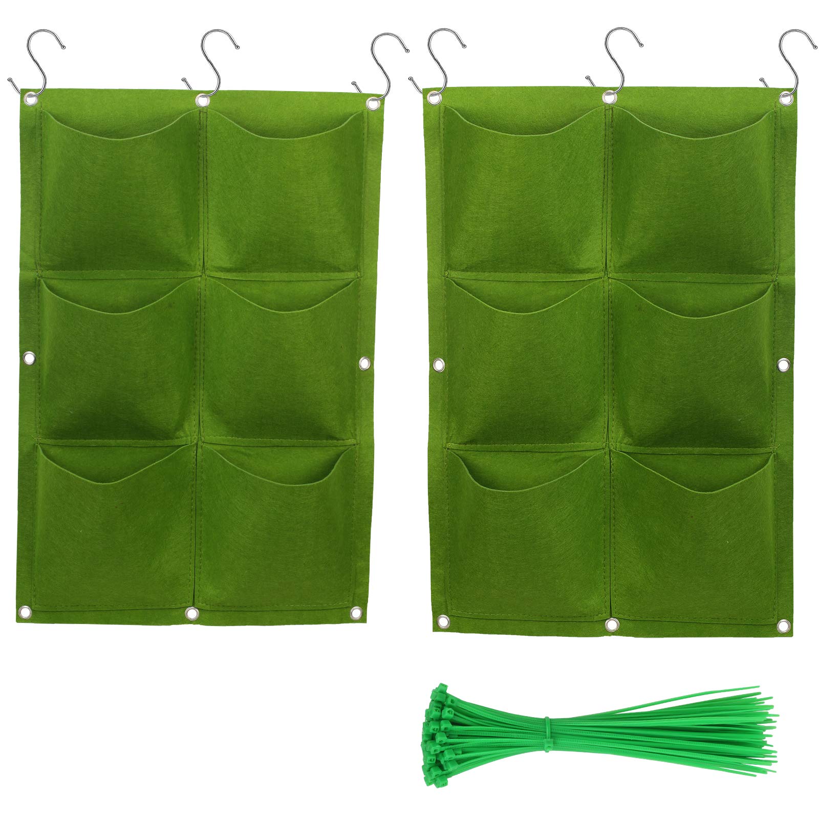 BIGKASI Jardín Vertical Pared Bolsillos Decoración Jardín,Bolsa Vertical Colgante para Balcón Pared de Pared Jardín/Colgar en Pared/Exterior e Interior/Columna de Flore Colgante de Pared (Verde,6+6)