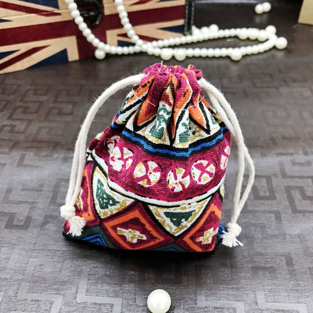 50 Stück Ethnische Art Jutesäckchen Jutebeutel mit Tunnelzug Schmuckbeutel Geschenksäckchen Wiederverwendbare Schmuck Säckchen für Schmuck Hochzeit Party Feiern Weihnachten DIY Handwerk