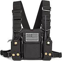 Vista 1 de Funda de hombro de radio para arnés de pecho, chaleco para radio bidireccional, bolsa frontal para walkie talkie con bolsas frontales para Kenwood