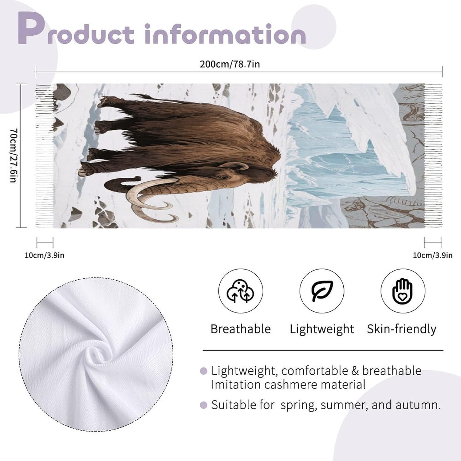 Mammoth Scarf for Women Men Classic Fashion Blanket Scarves Soft Cashmere Feel Scarf Cold Weather Warm Long Shawl Winter Large Scarves Classic Blanket Scarfs Thick
