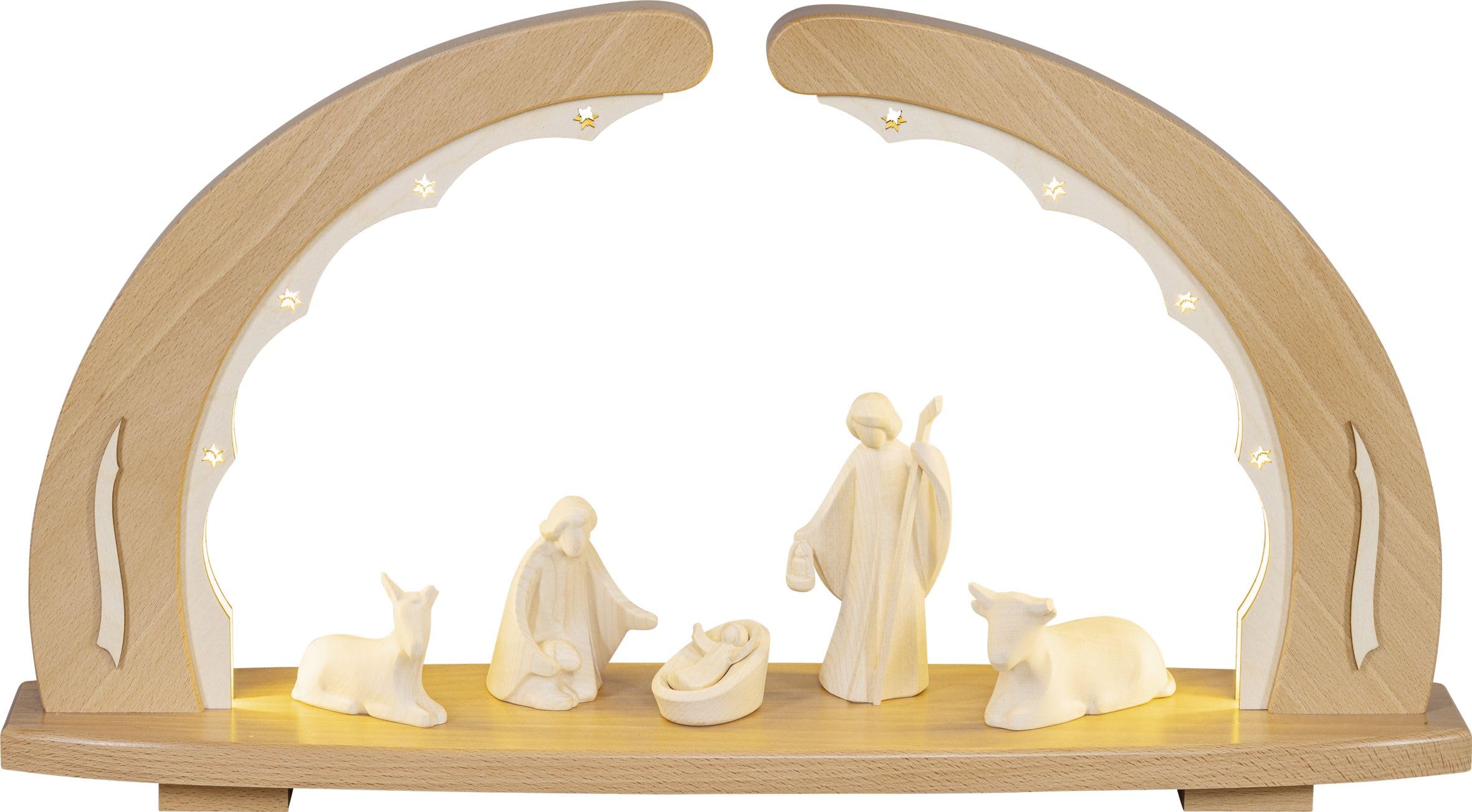 Arche lumineuse de naissance du Christ crèche LED bois 56cm