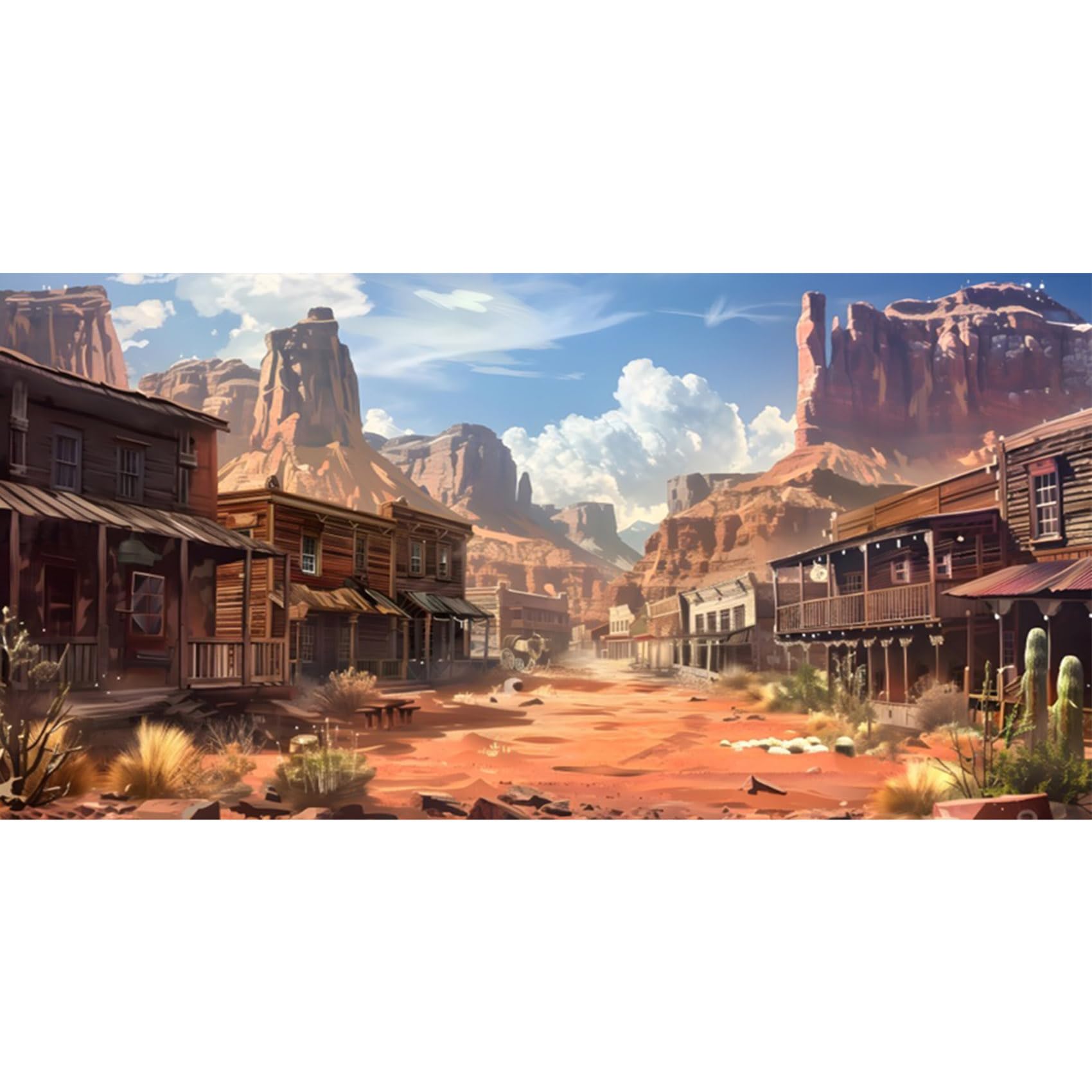 MIRRORANG 120x46cm Rustic Wild West Reptile Terrarium Aquarium Background Desert Landscape Historic Town Fish Tank Background Bearded Dragon Vivarium Background Vinyl