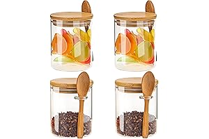 4 Pack Colossal Glass Meal Prep Jars with Airtight Bamboo Lids