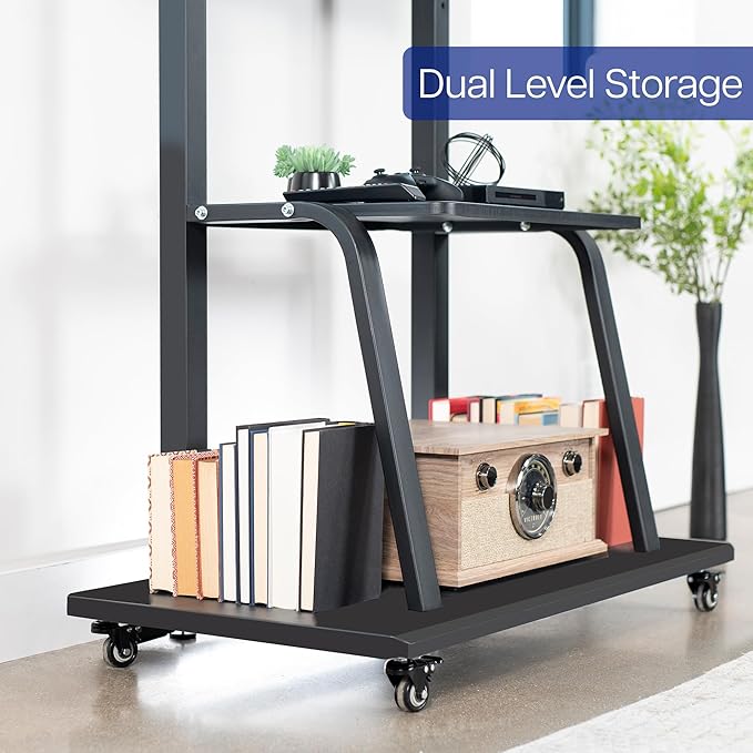 Carrito Móvil para TV VIVO de 42 a 100 pulgadas, soporta hasta 330 lbs, Negro miniatura 6